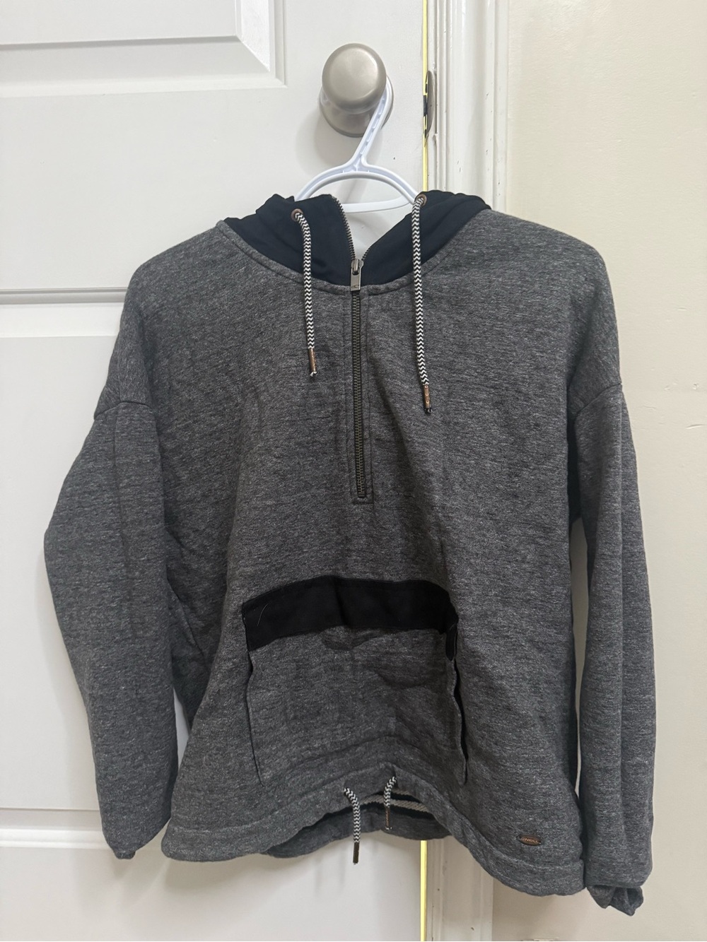 O'Neill Gray Half-Zip Hoodie with Black Hood Trim